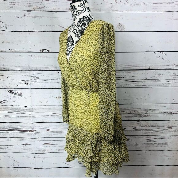 Revolve Stevie May French Vanilla Paisley Open Back Ruffle Mini Dress Yellow - Picture 3 of 10
